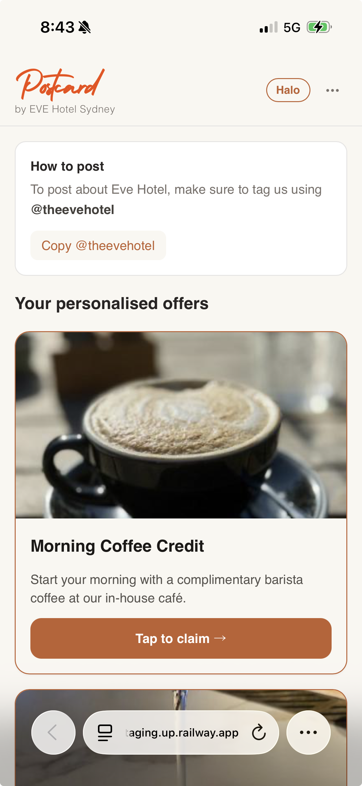 Personalised offers screen